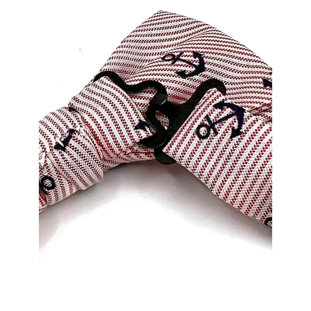J. Khaki Necktie - NWT- Kids Bow Tie Nautical Anchor Red Stripe Boys Silk Adj.
